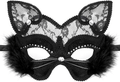 Venetian Masquerade Mask Luxury Black Cat Lace Mask for Fancy Dress Christmas Halloween Costume Party Girls Women Apparel & Accessories > Costumes & Accessories > Masks Acekar Black Cat Mask  