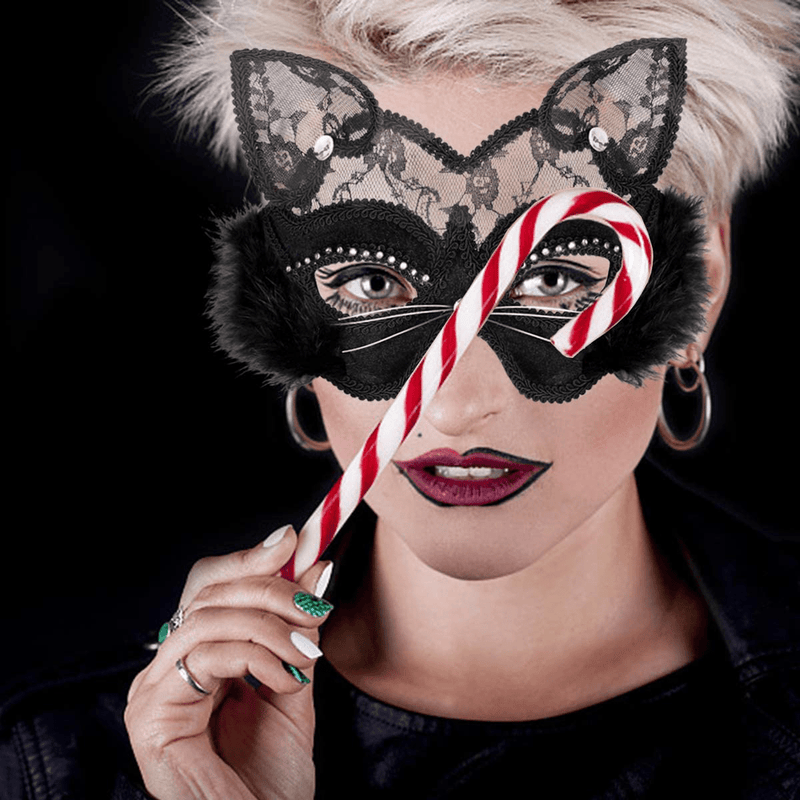 Venetian Masquerade Mask Luxury Black Cat Lace Mask for Fancy Dress Christmas Halloween Costume Party Girls Women