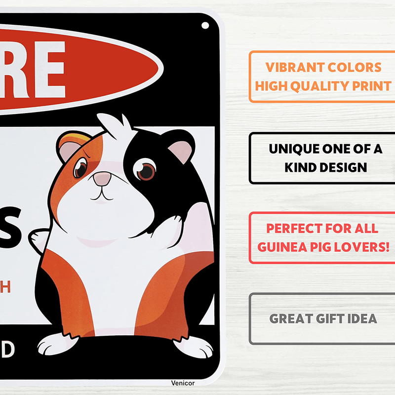 Venicor Guinea Pig Sign - 8x12 Inches - Aluminum - Guinea Pig Hideout Cage Decor - Guinea Pig Accessories Toys Statue Stuff Carrier Igloo Hay Feeder Costume Outfit Gifts Drops Poster Stickers Things Home & Garden > Decor > Seasonal & Holiday Decorations Venicor   