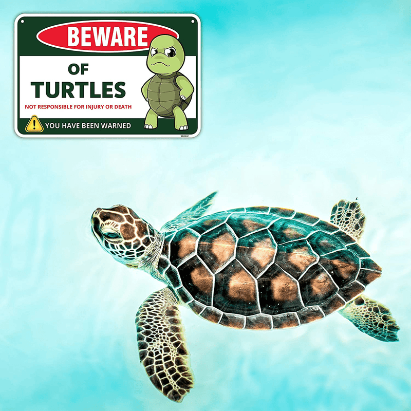 Venicor Turtle Sign - 8x12 Inches - Aluminum - Turtle Tank Accessories Decor - Turtle Gifts for Turtle Lovers - Sea Turtle Filter Dock Stuff Pond Outdoor Home Wall Bathroom Crossing Decorations Home & Garden > Decor > Seasonal & Holiday Decorations& Garden > Decor > Seasonal & Holiday Decorations Venicor   