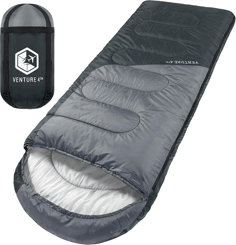 VENTURE 4TH Backpacking Sleeping Bag – Lightweight Warm & Cold Weather Sleeping Bags for Adults, Kids & Couples – Ideal for Hiking, Camping & Outdoor Adventures – Single, XXL and Double Sizes Sporting Goods > Outdoor Recreation > Camping & Hiking > Sleeping Bags VENTURE 4TH 4.0lbs | Black/Silver Single 