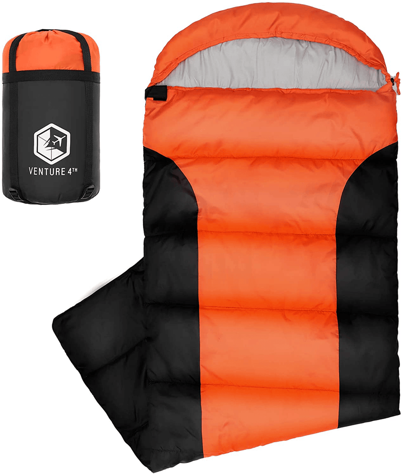 VENTURE 4TH Backpacking Sleeping Bag – Lightweight Warm & Cold Weather Sleeping Bags for Adults, Kids & Couples – Ideal for Hiking, Camping & Outdoor Adventures – Single, XXL and Double Sizes Sporting Goods > Outdoor Recreation > Camping & Hiking > Sleeping Bags VENTURE 4TH 3.0lbs | Orange/Black Single 