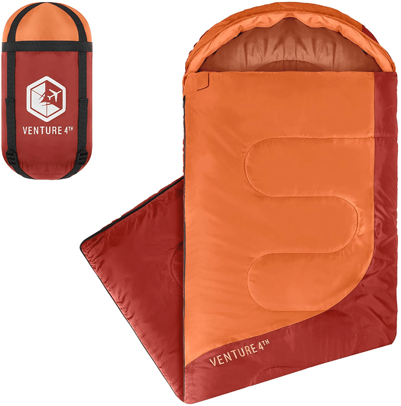 VENTURE 4TH Backpacking Sleeping Bag – Lightweight Warm & Cold Weather Sleeping Bags for Adults, Kids & Couples – Ideal for Hiking, Camping & Outdoor Adventures – Single, XXL and Double Sizes Sporting Goods > Outdoor Recreation > Camping & Hiking > Sleeping Bags VENTURE 4TH 3.0lbs | Orange/Red Single 