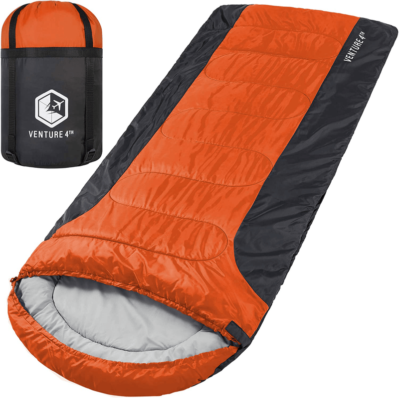 VENTURE 4TH Backpacking Sleeping Bag – Lightweight Warm & Cold Weather Sleeping Bags for Adults, Kids & Couples – Ideal for Hiking, Camping & Outdoor Adventures – Single, XXL and Double Sizes Sporting Goods > Outdoor Recreation > Camping & Hiking > Sleeping Bags VENTURE 4TH 4.5lbs | Orange/Gray XX-Large 