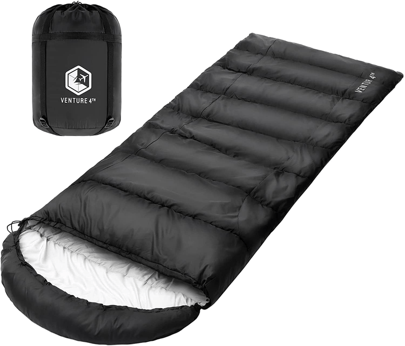 VENTURE 4TH Backpacking Sleeping Bag – Lightweight Warm & Cold Weather Sleeping Bags for Adults, Kids & Couples – Ideal for Hiking, Camping & Outdoor Adventures – Single, XXL and Double Sizes Sporting Goods > Outdoor Recreation > Camping & Hiking > Sleeping Bags VENTURE 4TH 4.5lbs | Black XX-Large 