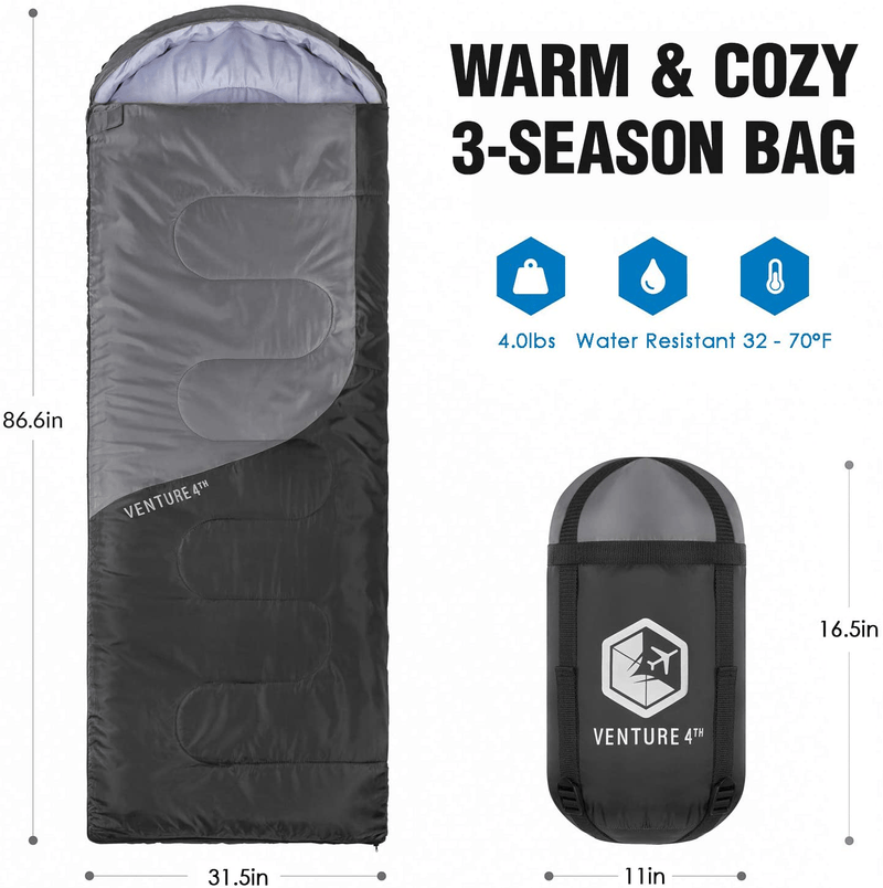 VENTURE 4TH Backpacking Sleeping Bag – Lightweight Warm & Cold Weather Sleeping Bags for Adults, Kids & Couples – Ideal for Hiking, Camping & Outdoor Adventures – Single, XXL and Double Sizes Sporting Goods > Outdoor Recreation > Camping & Hiking > Sleeping Bags VENTURE 4TH   