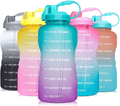 Venture Pal Large 1 Gallon/128 OZ (When Full) Motivational BPA Free Leakproof Water Bottle with Straw & Time Marker Perfect for Fitness Gym Camping Outdoor Sports Sporting Goods > Outdoor Recreation > Winter Sports & Activities Venture Pal P1-Green/Purple Gradient  