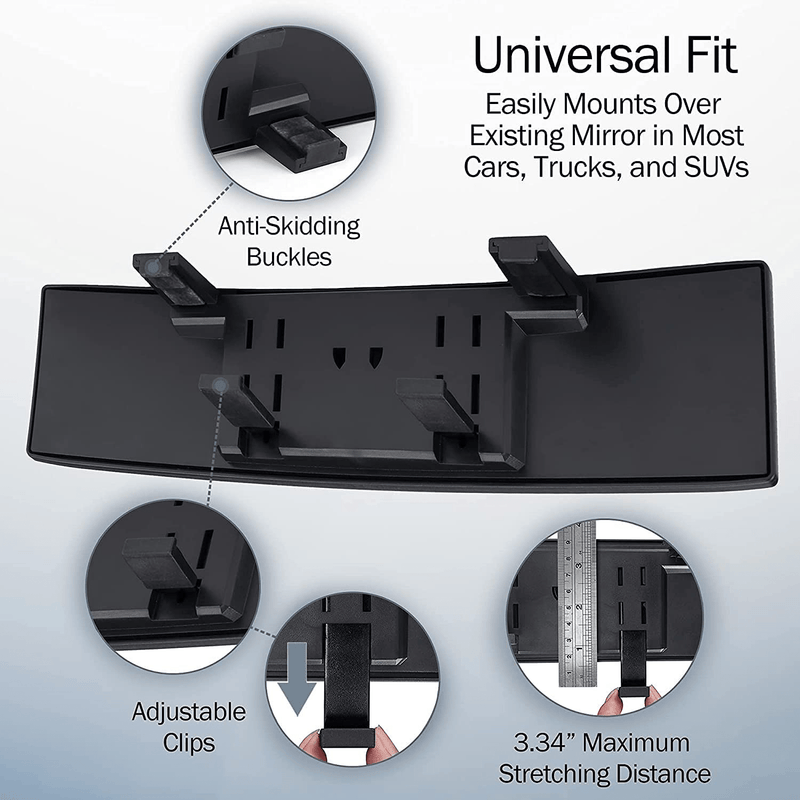 Verivue Mirrors Universal 12 Inch Interior Clip On Panoramic Rearview Mirror - Clear Tint - Wide Angle - For use in Car, SUV, Truck Furniture > Shelving > Wall Shelves & Ledges Verivue Mirrors   