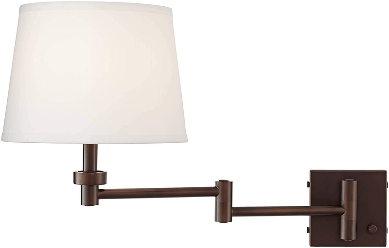 Vero Modern Swing Arm Wall Lamp with USB Charging Port Oil Rubbed Bronze Plug-In Light Fixture Cream Drum Shade for Bedroom Bedside House Reading Living Room Home Hallway Dining - 360 Lighting Home & Garden > Lighting > Lighting Fixtures > Wall Light Fixtures KOL DEALS   