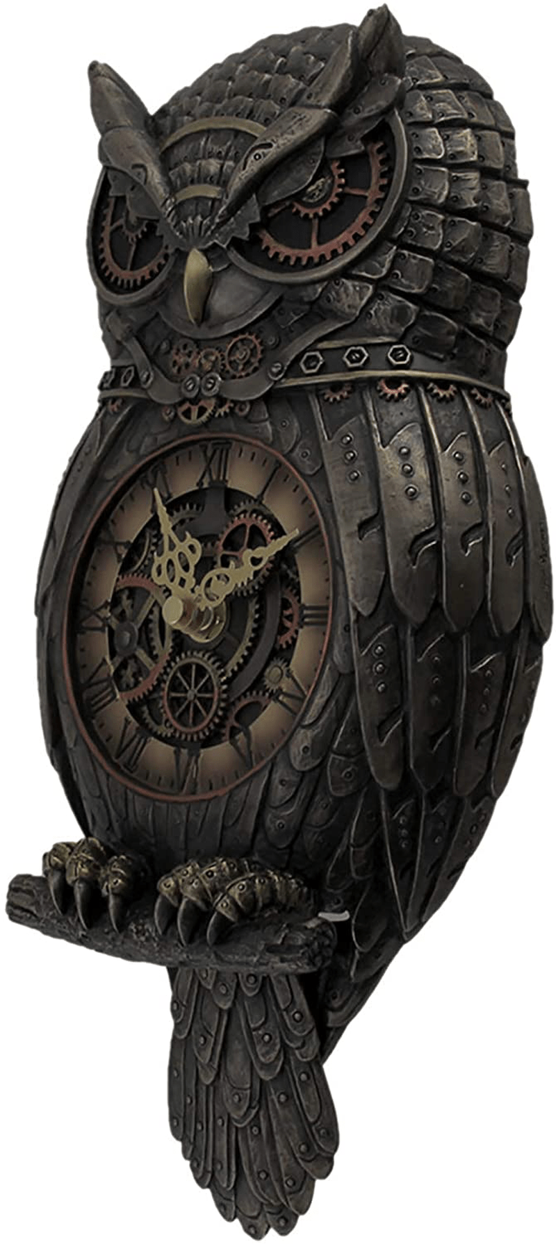Veronese Design 12.5" Tall Steampunk Owl Pendulum Wall Clock Cold Cast Resin Antique Bronze Finish Wall Sculpture Home & Garden > Decor > Clocks > Wall Clocks Unicorn Studio   