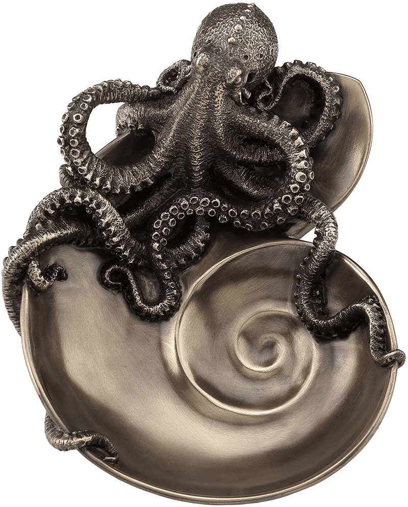 Veronese Design Container of Curiosity Bronze Finish Octopus On Nautilus Shell Tray Home & Garden > Decor > Decorative Trays VERONESE Default Title  