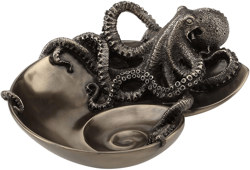 Veronese Design Container of Curiosity Bronze Finish Octopus On Nautilus Shell Tray Home & Garden > Decor > Decorative Trays VERONESE   