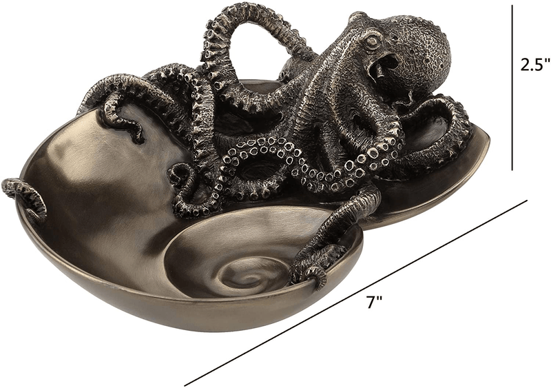 Veronese Design Container of Curiosity Bronze Finish Octopus On Nautilus Shell Tray Home & Garden > Decor > Decorative Trays VERONESE   