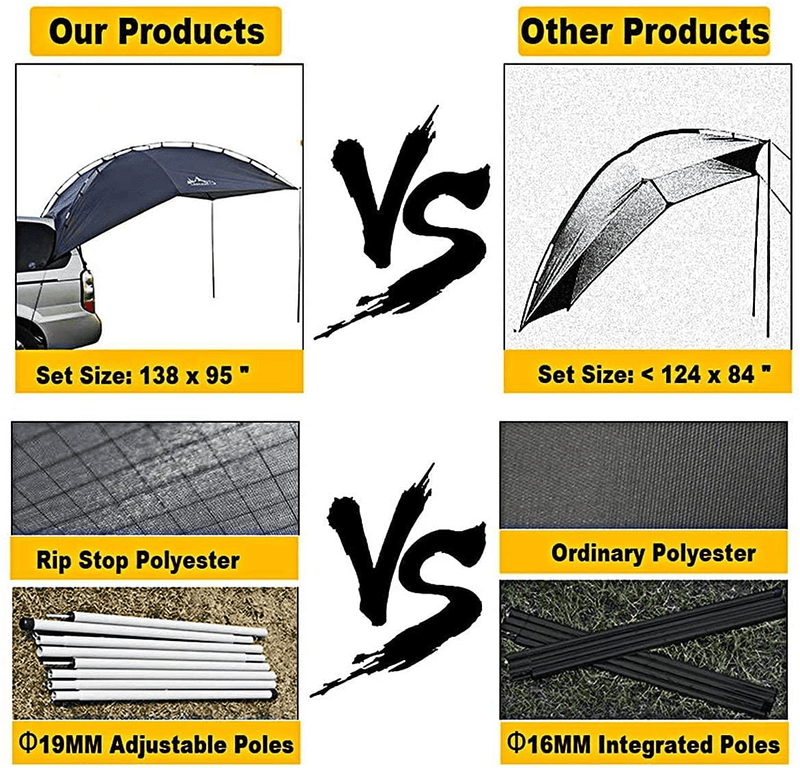 Versatility Teardrop Awning for SUV Rving, Car Camping, Trailer and Overlanding Light Weight Truck Canopy Durable Tear Resistant Tarp with 2 Sandbag Sporting Goods > Outdoor Recreation > Camping & Hiking > Tent Accessories Hasika   