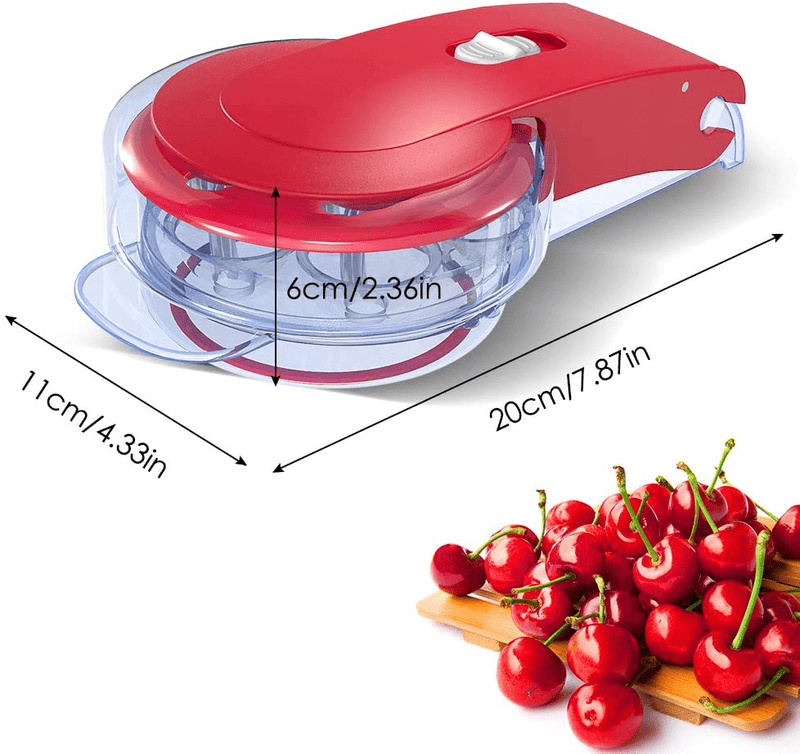 VersionTECH. Cherry Pitter, Stainless Steel Multiple Cherrystone Remover Tool Olive Tool Machine with Pits and Juice Container 6 Cherries Red  VersionTECH.   