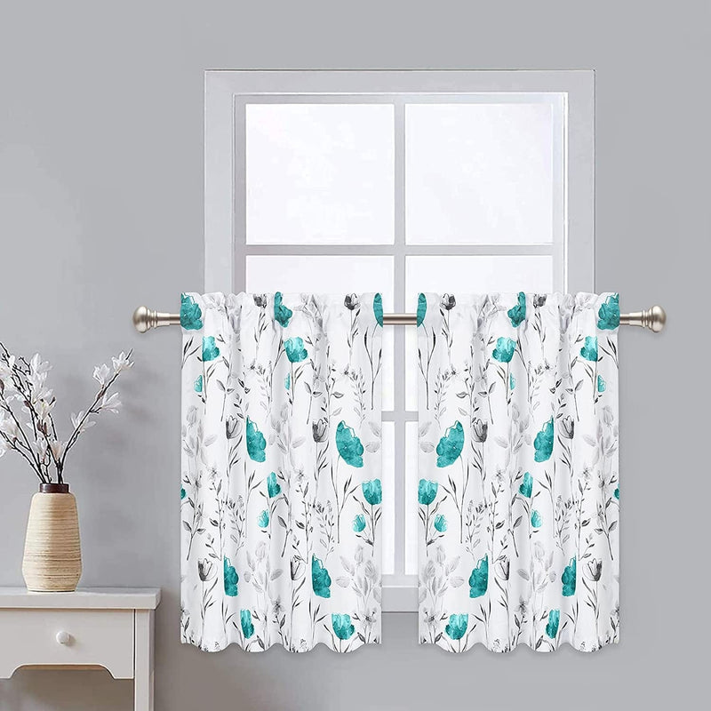 VERTKREA Yellow Flower Watercolor Window Curtains, Yellow and Gray Floral Curtains, Yellow and White Grommet Drapes for Bedroom Living Room Kitchen Bathroom Nursery, Set of 2 Panels, 52 X 84 Inches Home & Garden > Decor > Window Treatments > Curtains & Drapes VERTKREA Teal 26 x 24 Inches 