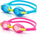 VETOKY Kids Swim Goggles, Pack of 2 anti Fog Swimming Goggles UV Protection Clear No Leaking for Child and Youth Ages 3-12 Sporting Goods > Outdoor Recreation > Boating & Water Sports > Swimming > Swim Goggles & Masks huituo Blue+pink  