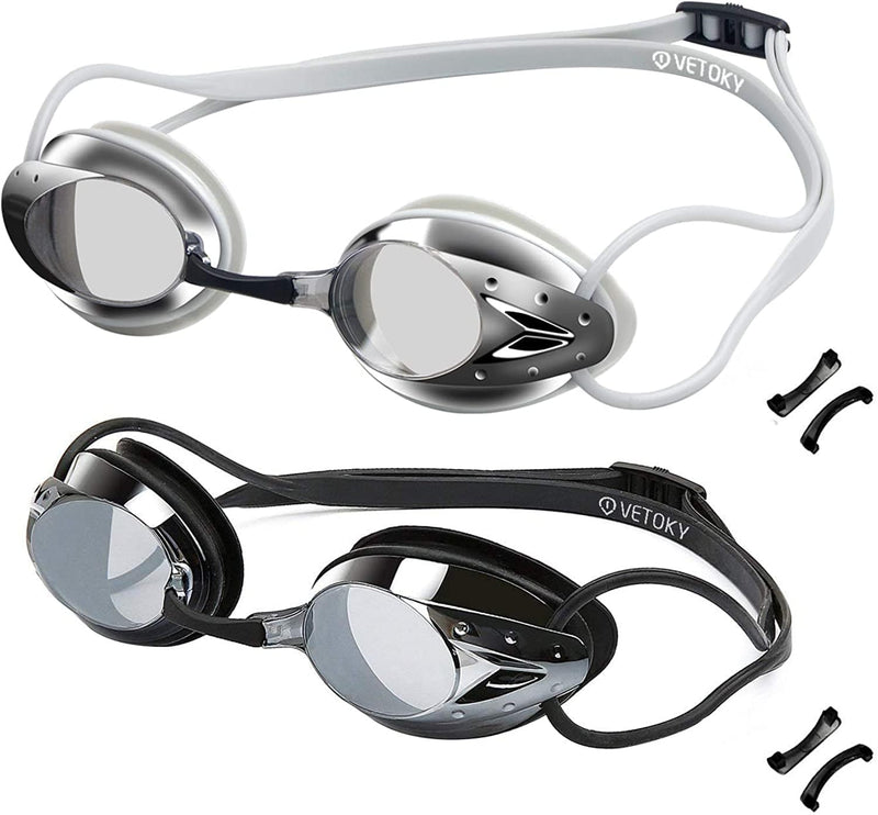 Vetoky Swim Goggles, anti Fog Swimming Goggles UV Protection Mirrored & Clear Sporting Goods > Outdoor Recreation > Boating & Water Sports > Swimming > Swim Goggles & Masks huituo Black+gray  