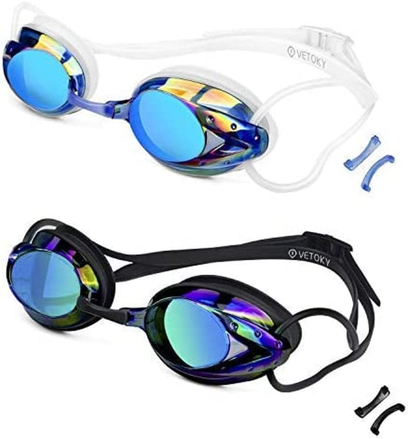 Vetoky Swim Goggles, anti Fog Swimming Goggles UV Protection Mirrored & Clear Sporting Goods > Outdoor Recreation > Boating & Water Sports > Swimming > Swim Goggles & Masks huituo Black Color+blue  