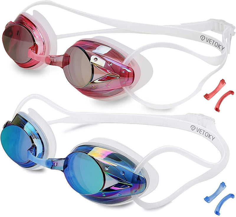 Vetoky Swim Goggles, anti Fog Swimming Goggles UV Protection Mirrored & Clear Sporting Goods > Outdoor Recreation > Boating & Water Sports > Swimming > Swim Goggles & Masks huituo Blue+pink  