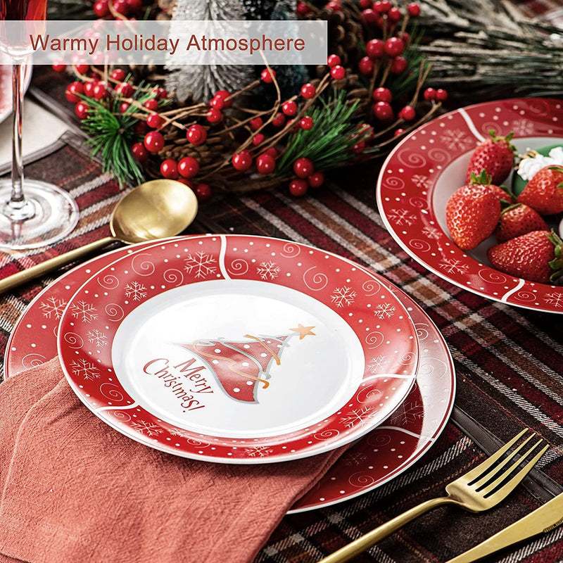VEWEET Christmas Tree Dinnerware Sets for 6, 18 Piece Porcelain Christmas Dishes, Christmas Tree Tableware with Dinner Plate, Dessert Plate, Soup Plate, Service for 6, Christmas Tree Series Home & Garden > Kitchen & Dining > Tableware > Dinnerware VEWEET   