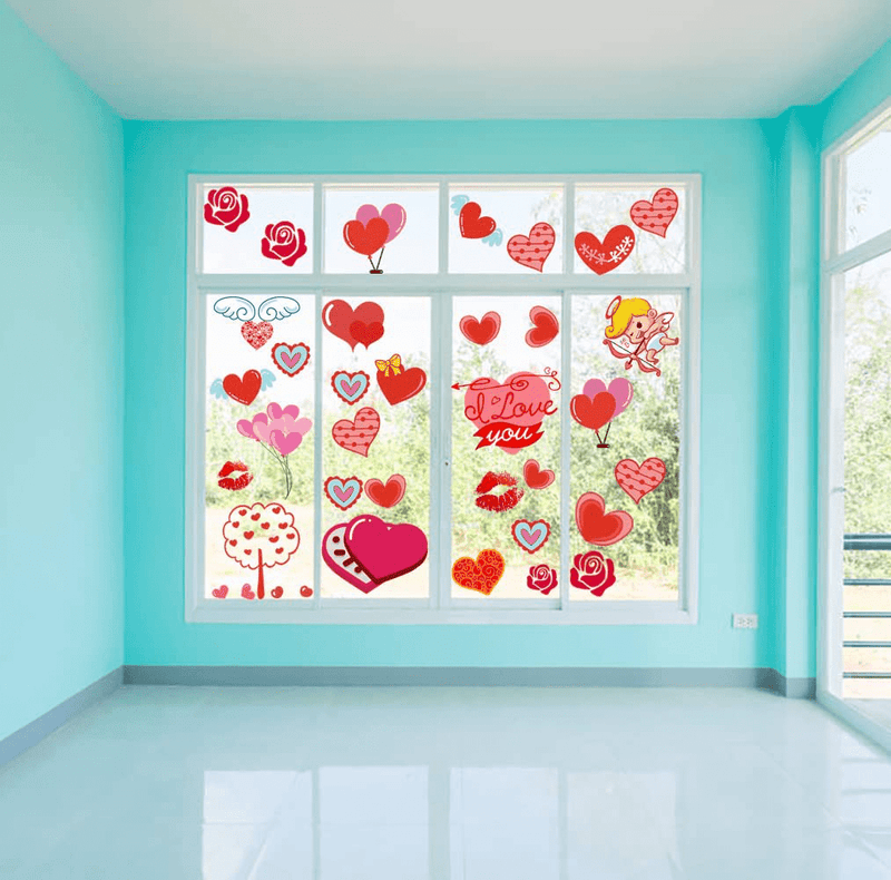 VEYLIN 300Pcs Valentine’S Day Window Clings, Removable Vinyl Window Sticker for Valentines Day Wedding Party Decoration Home & Garden > Decor > Seasonal & Holiday Decorations VEYLIN   