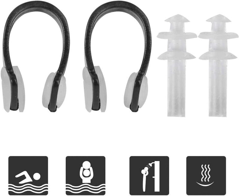 VGEBY Nose Clips Set, 4Pcs Waterproof Soft Silica Gel Swimming Nose Clips Nose Ear Plugs Box Packed Set for Adults Kids Noise Cancelling Swim Dive Supplies Sporting Goods > Outdoor Recreation > Boating & Water Sports > Swimming VGEBY   