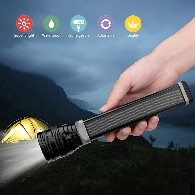 VGEBY Solar Rechargeable Flashlight, LED Outdoor Emergency Torch with USB Charging Cable Torches for Home Outdoor Use Outdoor Power Tools Hardware > Tools > Flashlights & Headlamps > Flashlights VGEBY   