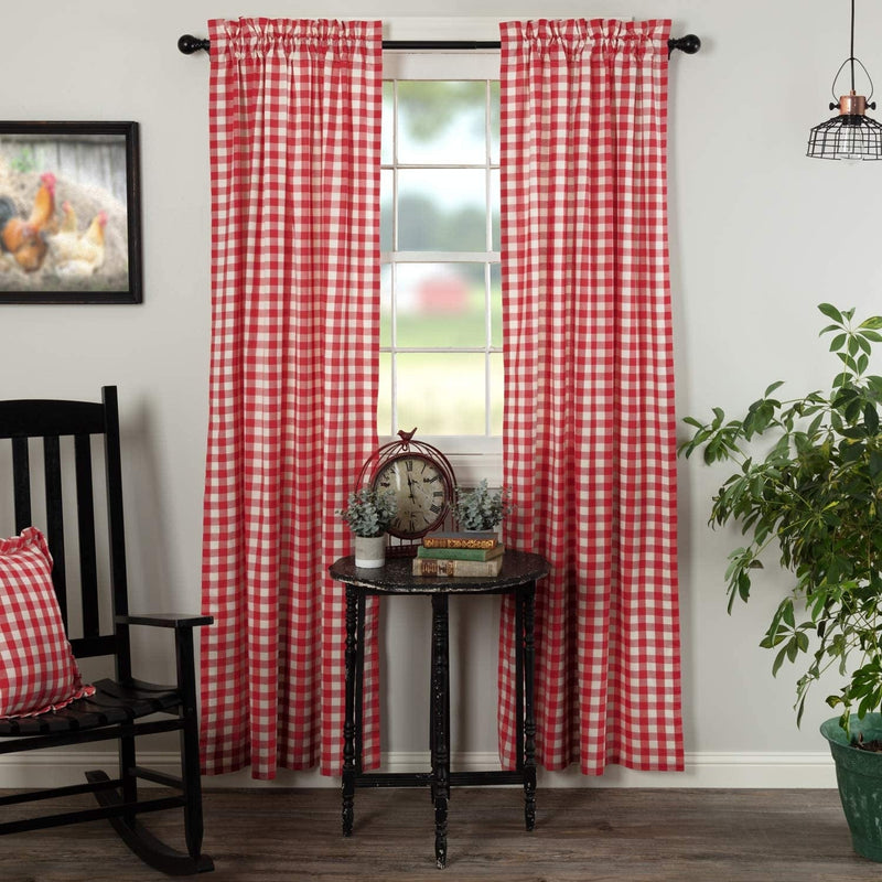 VHC Brands Annie Buffalo Portabella Check Balloon Valance 15X60 Home & Garden > Decor > Window Treatments > Curtains & Drapes VHC Brands Red Long Panel Pair 