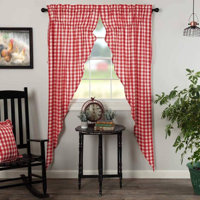 VHC Brands Annie Buffalo Portabella Check Balloon Valance 15X60 Home & Garden > Decor > Window Treatments > Curtains & Drapes VHC Brands Red Long Prairie Panel Pair 