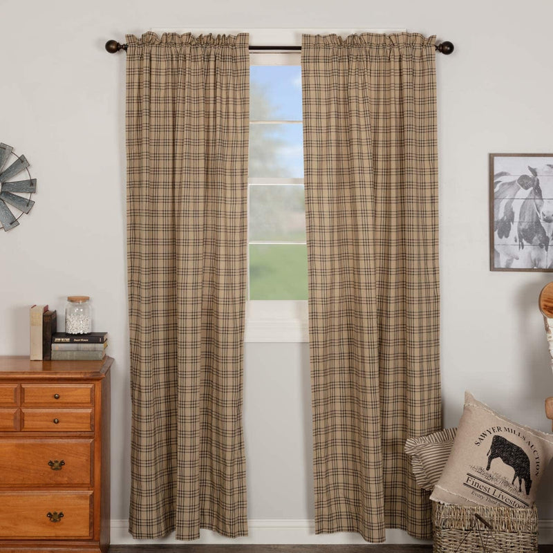 VHC Brands Farmhouse Window Curtains-Sawyer Mill Tan Panel Pair, One Size, Charcoal Black Home & Garden > Decor > Window Treatments > Curtains & Drapes VHC Brands Charcoal Long Panel Pair 