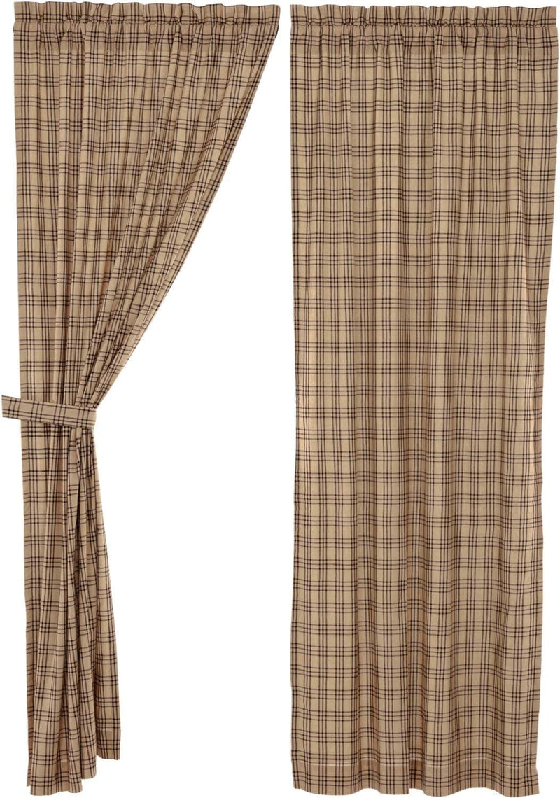 VHC Brands Farmhouse Window Curtains-Sawyer Mill Tan Panel Pair, One Size, Charcoal Black Home & Garden > Decor > Window Treatments > Curtains & Drapes VHC Brands   