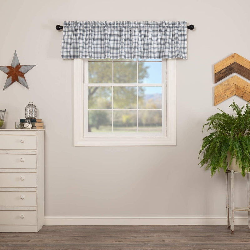 VHC Brands Farmhouse Window Curtains-Sawyer Mill Tan Panel Pair, One Size, Charcoal Black Home & Garden > Decor > Window Treatments > Curtains & Drapes VHC Brands Blue Valance 16x72 
