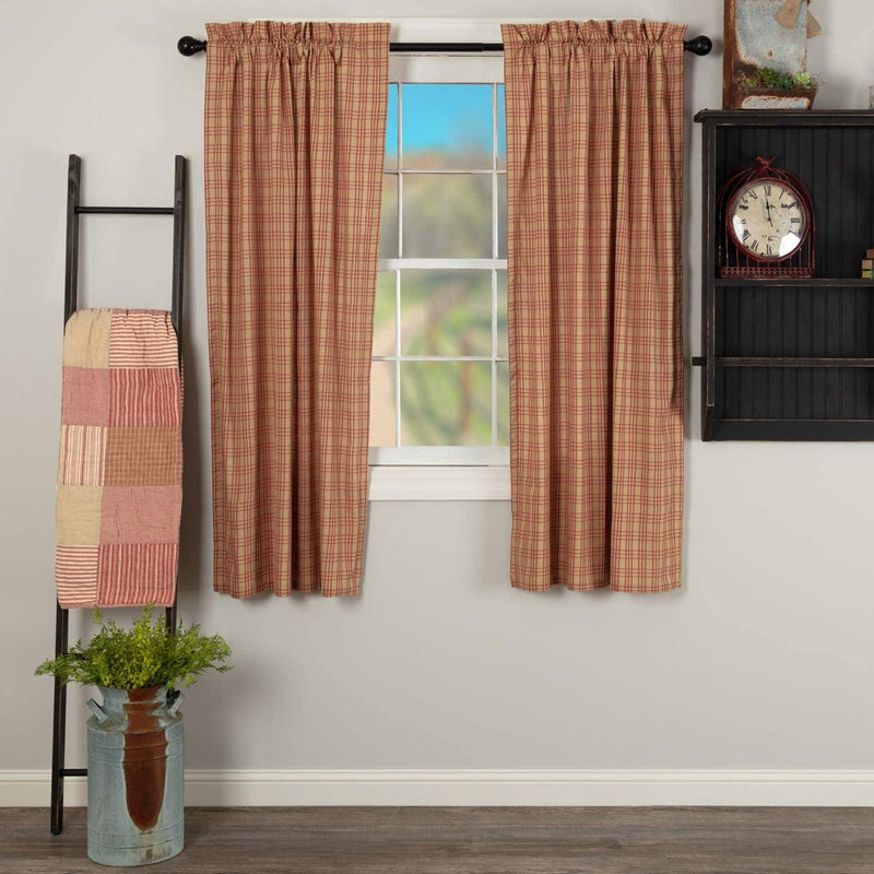 VHC Brands Farmhouse Window Curtains-Sawyer Mill Tan Panel Pair, One Size, Charcoal Black Home & Garden > Decor > Window Treatments > Curtains & Drapes VHC Brands Red Short Panel Pair 