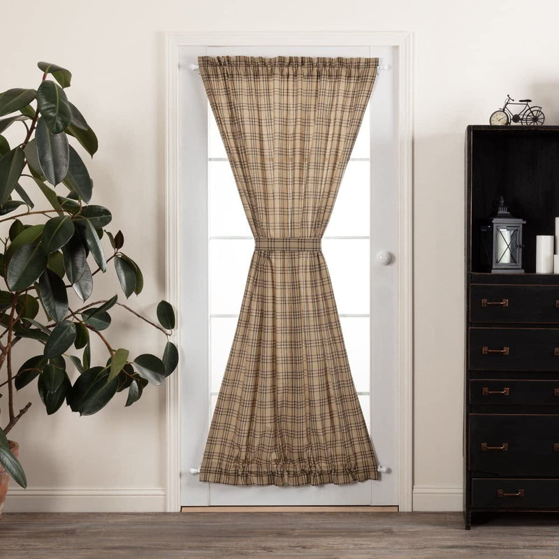 VHC Brands Farmhouse Window Curtains-Sawyer Mill Tan Panel Pair, One Size, Charcoal Black Home & Garden > Decor > Window Treatments > Curtains & Drapes VHC Brands Charcoal Door Panel 72x40 