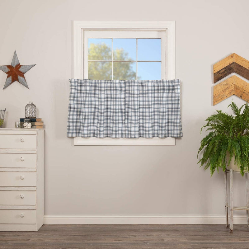 VHC Brands Farmhouse Window Curtains-Sawyer Mill Tan Panel Pair, One Size, Charcoal Black Home & Garden > Decor > Window Treatments > Curtains & Drapes VHC Brands Blue Tier Set 24x36 