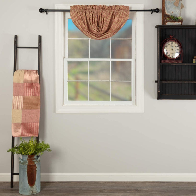 VHC Brands Farmhouse Window Curtains-Sawyer Mill Tan Panel Pair, One Size, Charcoal Black Home & Garden > Decor > Window Treatments > Curtains & Drapes VHC Brands Red Balloon Valance 15x60 