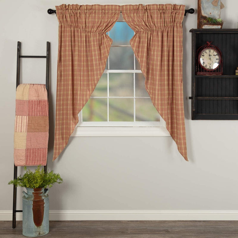 VHC Brands Farmhouse Window Curtains-Sawyer Mill Tan Panel Pair, One Size, Charcoal Black Home & Garden > Decor > Window Treatments > Curtains & Drapes VHC Brands Red Short Prairie Panel Pair 