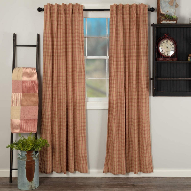 VHC Brands Farmhouse Window Curtains-Sawyer Mill Tan Panel Pair, One Size, Charcoal Black Home & Garden > Decor > Window Treatments > Curtains & Drapes VHC Brands Red Long Panel Pair 