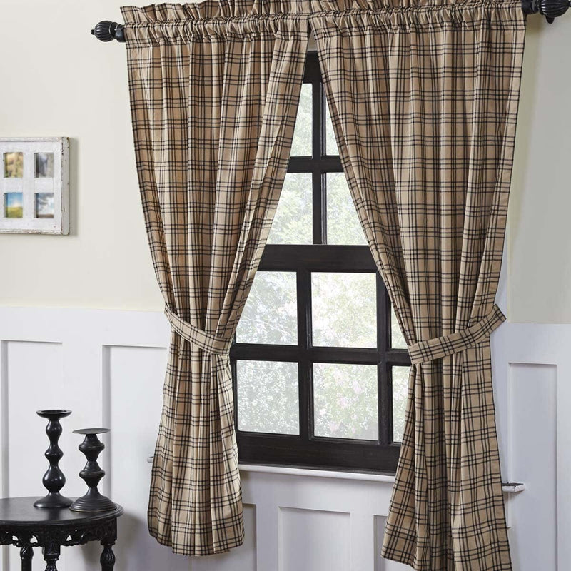 VHC Brands Farmhouse Window Curtains-Sawyer Mill Tan Panel Pair, One Size, Charcoal Black Home & Garden > Decor > Window Treatments > Curtains & Drapes VHC Brands Charcoal Short Panel Pair 