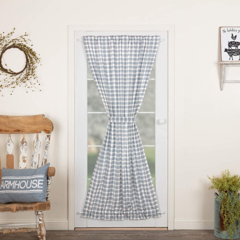 VHC Brands Farmhouse Window Curtains-Sawyer Mill Tan Panel Pair, One Size, Charcoal Black Home & Garden > Decor > Window Treatments > Curtains & Drapes VHC Brands Blue Door Panel 72x40 
