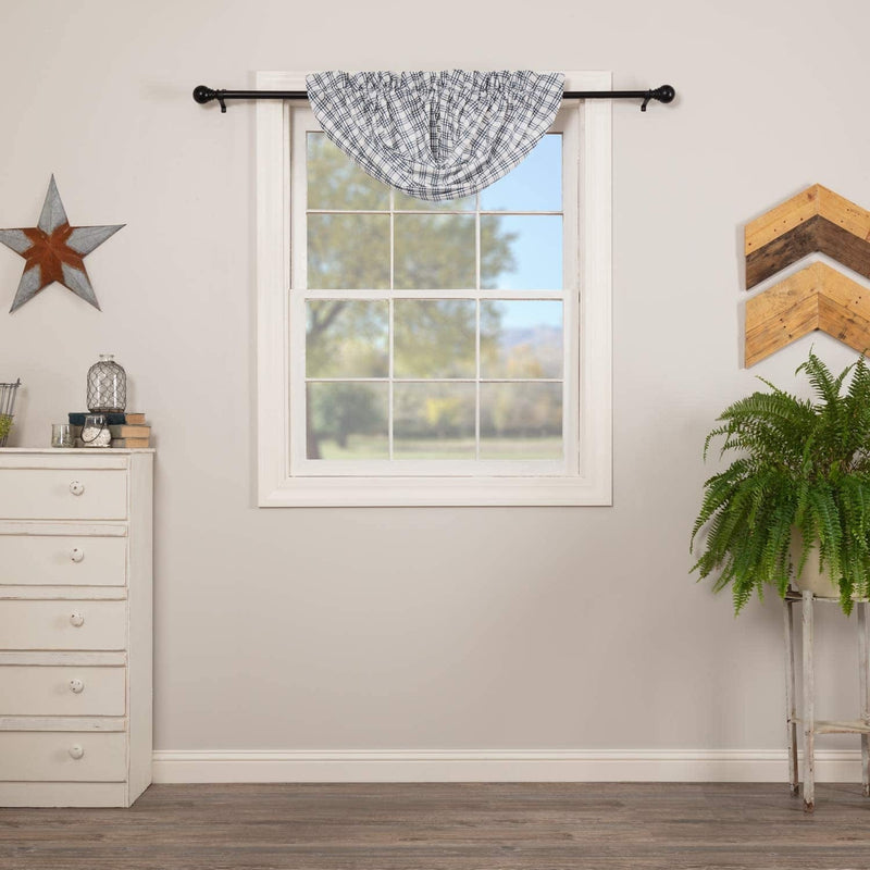 VHC Brands Farmhouse Window Curtains-Sawyer Mill Tan Panel Pair, One Size, Charcoal Black Home & Garden > Decor > Window Treatments > Curtains & Drapes VHC Brands Blue Balloon Valance 15x60 