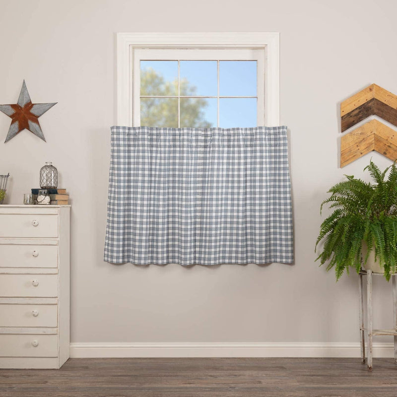 VHC Brands Farmhouse Window Curtains-Sawyer Mill Tan Panel Pair, One Size, Charcoal Black Home & Garden > Decor > Window Treatments > Curtains & Drapes VHC Brands Blue Tier Set 36x36 