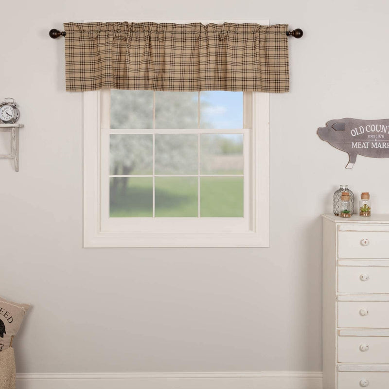 VHC Brands Farmhouse Window Curtains-Sawyer Mill Tan Panel Pair, One Size, Charcoal Black Home & Garden > Decor > Window Treatments > Curtains & Drapes VHC Brands Charcoal Valance 16x72 