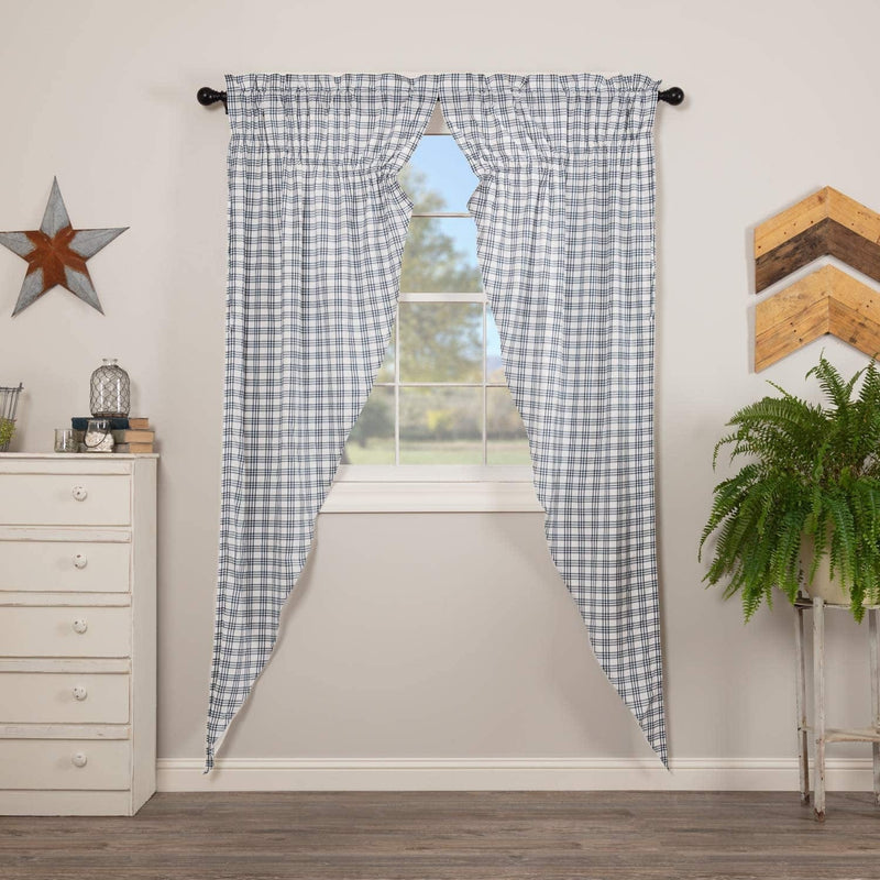 VHC Brands Farmhouse Window Curtains-Sawyer Mill Tan Panel Pair, One Size, Charcoal Black Home & Garden > Decor > Window Treatments > Curtains & Drapes VHC Brands Blue Long Prairie Panel Pair 