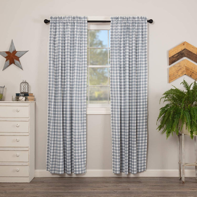 VHC Brands Farmhouse Window Curtains-Sawyer Mill Tan Panel Pair, One Size, Charcoal Black Home & Garden > Decor > Window Treatments > Curtains & Drapes VHC Brands Blue Long Panel Pair 