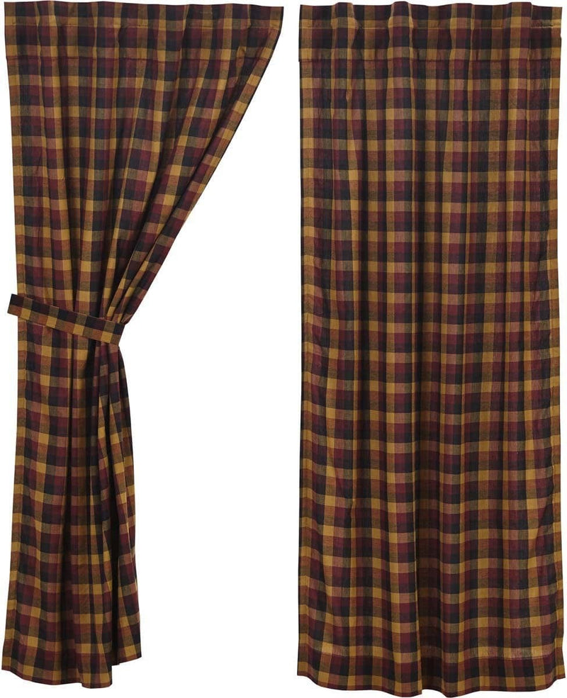 VHC Brands Heritage Farms Primitive Check Short Panel Set of 2 63X36 Country Curtains, Burgundy Home & Garden > Decor > Window Treatments > Curtains & Drapes VHC Brands Burgundy 63x36 Panel Set 