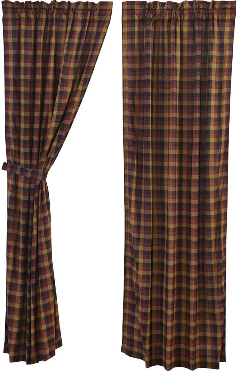 VHC Brands Heritage Farms Primitive Check Short Panel Set of 2 63X36 Country Curtains, Burgundy Home & Garden > Decor > Window Treatments > Curtains & Drapes VHC Brands Burgundy 84x40 Panel Set 