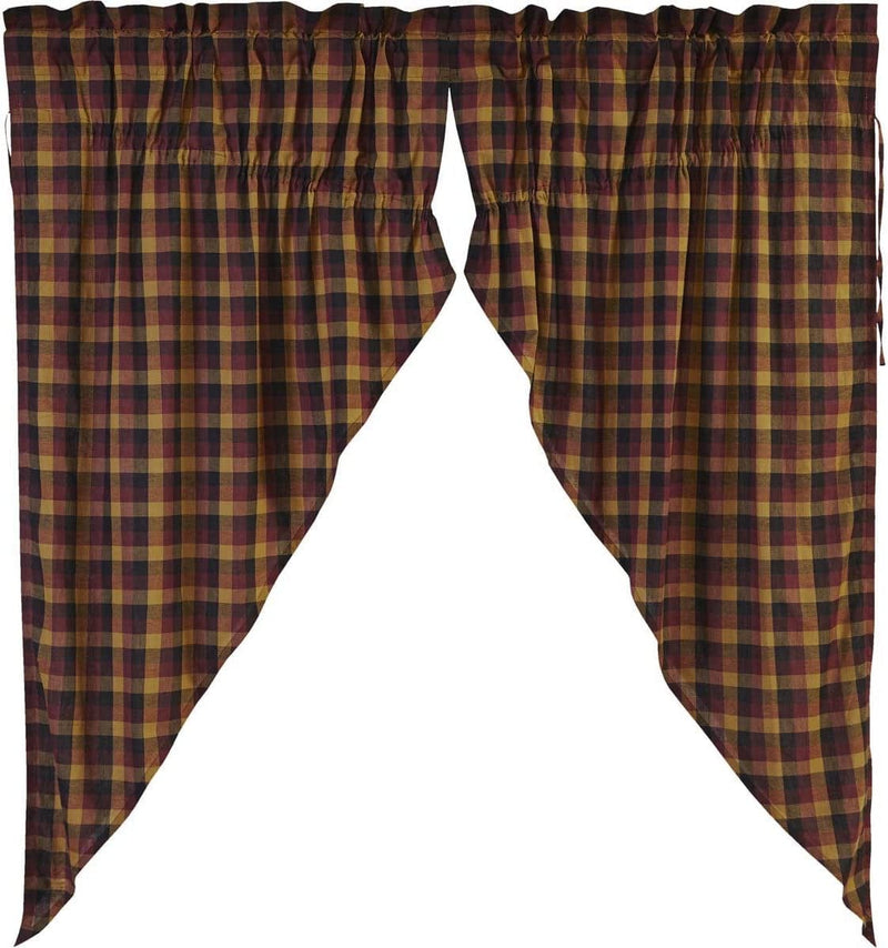 VHC Brands Heritage Farms Primitive Check Short Panel Set of 2 63X36 Country Curtains, Burgundy Home & Garden > Decor > Window Treatments > Curtains & Drapes VHC Brands Burgundy 63x36 Prairie Panel Set 