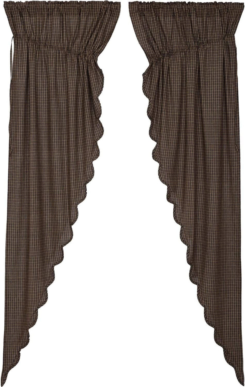 VHC Brands Kettle Grove Plaid Prairie Long Panel Scalloped Set of 2 84X36X18 Country Curtains, Country Black Home & Garden > Decor > Window Treatments > Curtains & Drapes VHC Brands 84x36 Prairie Panel Set  